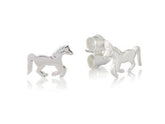 A pair of sterling silver running pony stud earrings.